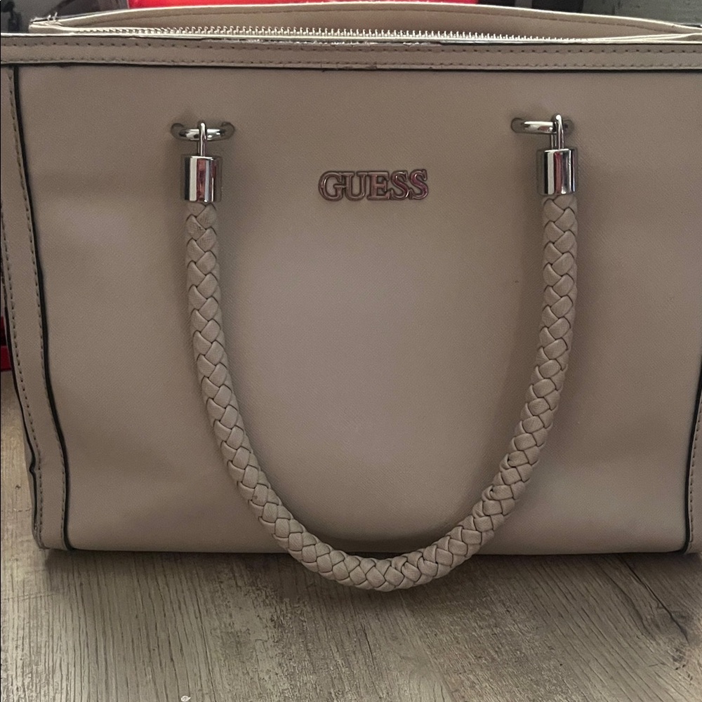 Guess Beige Satchel with Braided Handle